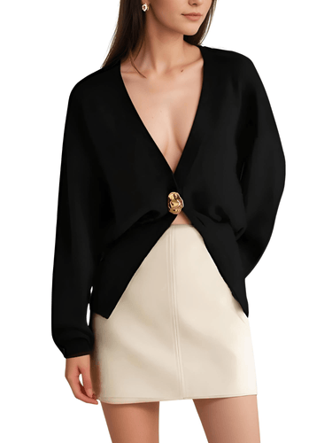 Chic Button Cardigan Knitted Women's Casual Deep V Neck Long Sleeve Slim Warm Sweater Autumn New Lady Fashion Knitwear Top, Drestiny, Cardigans, Sweaters, Long Sleeves, S, M, L, Black, Wine Red, Dark Red, Coffee, Brown, Dark Brown, Off White, United States, Australia, New Zealand, United Kingdom, shopdrestiny.com